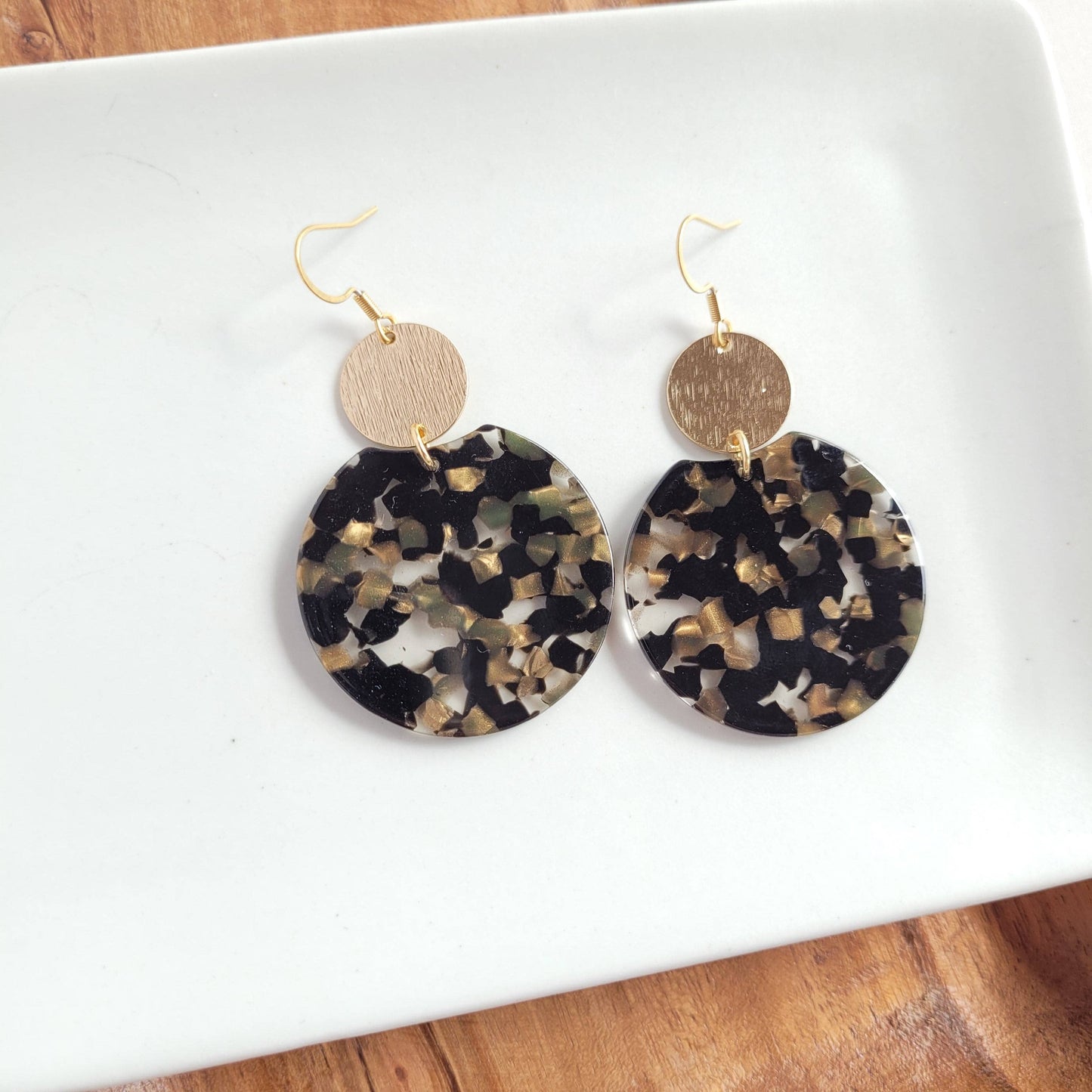 Zoey Earrings - Black & Bronze