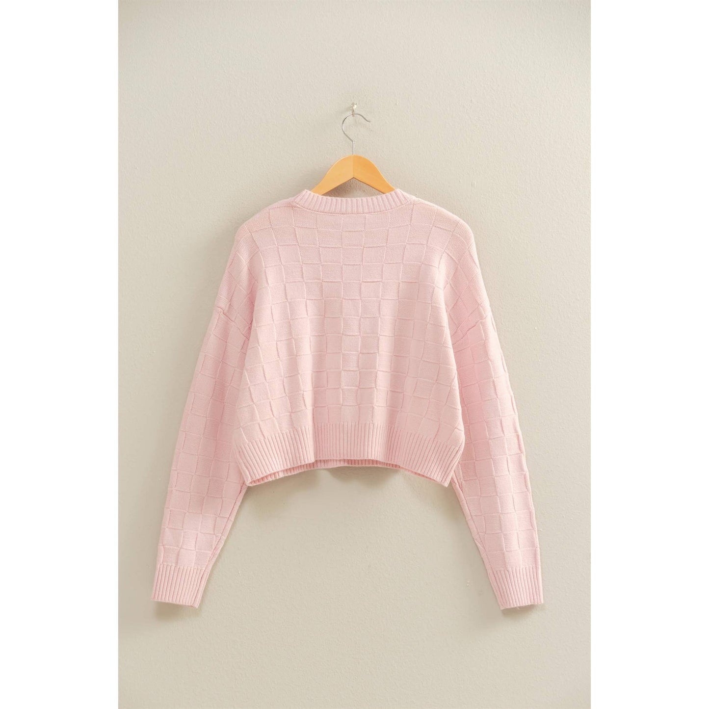 Long Sleeve Square Texture Sweater