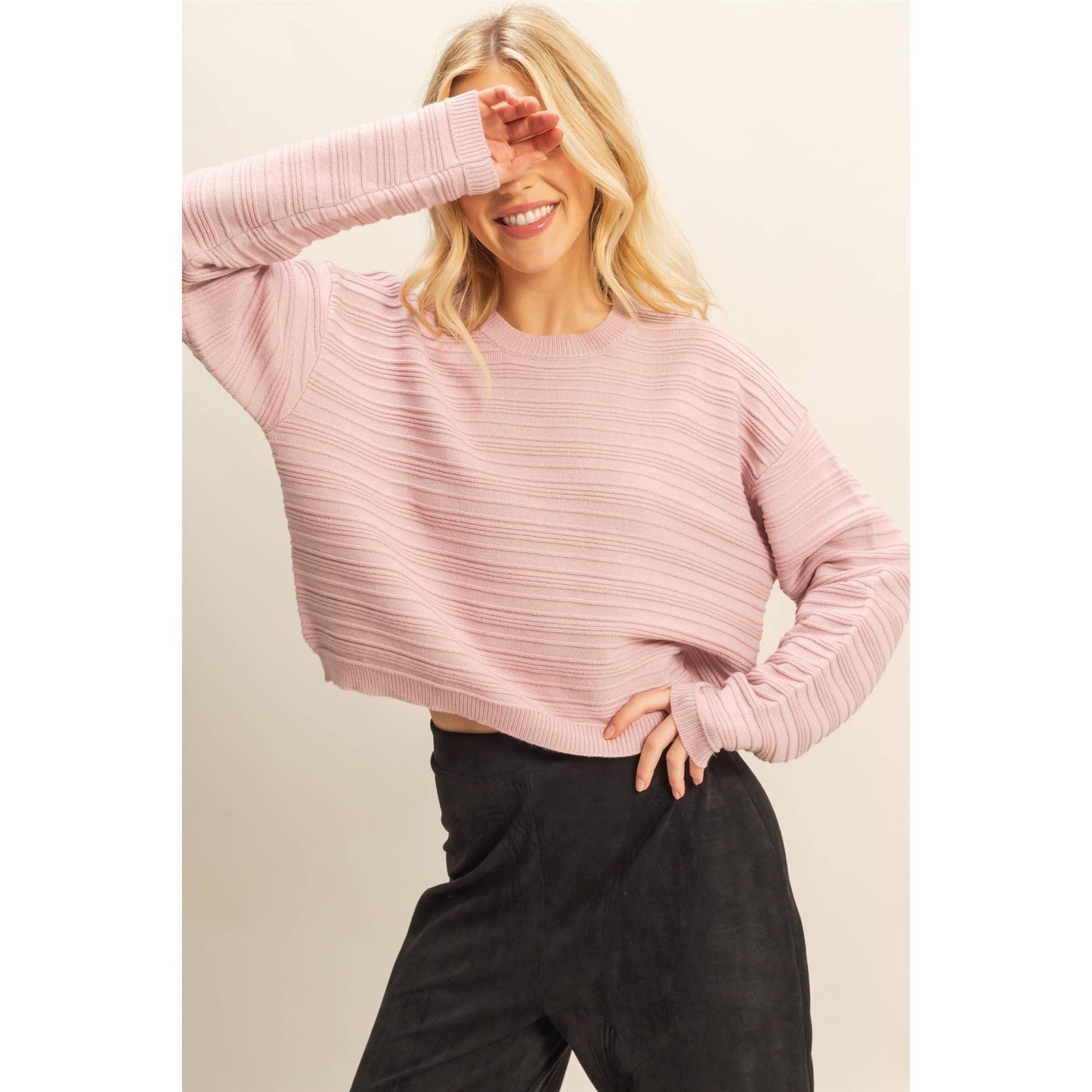Essential Textured Crew Neck Sweater