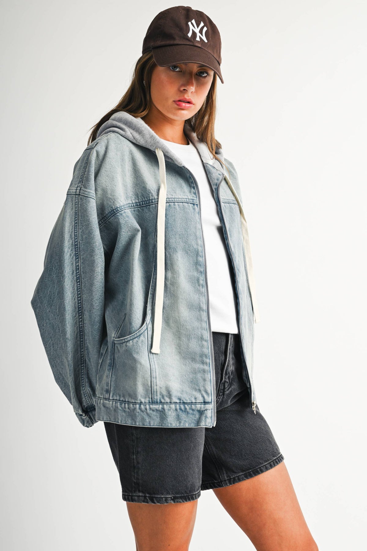Mineral Wash Oversized Zip-Up Hoodie