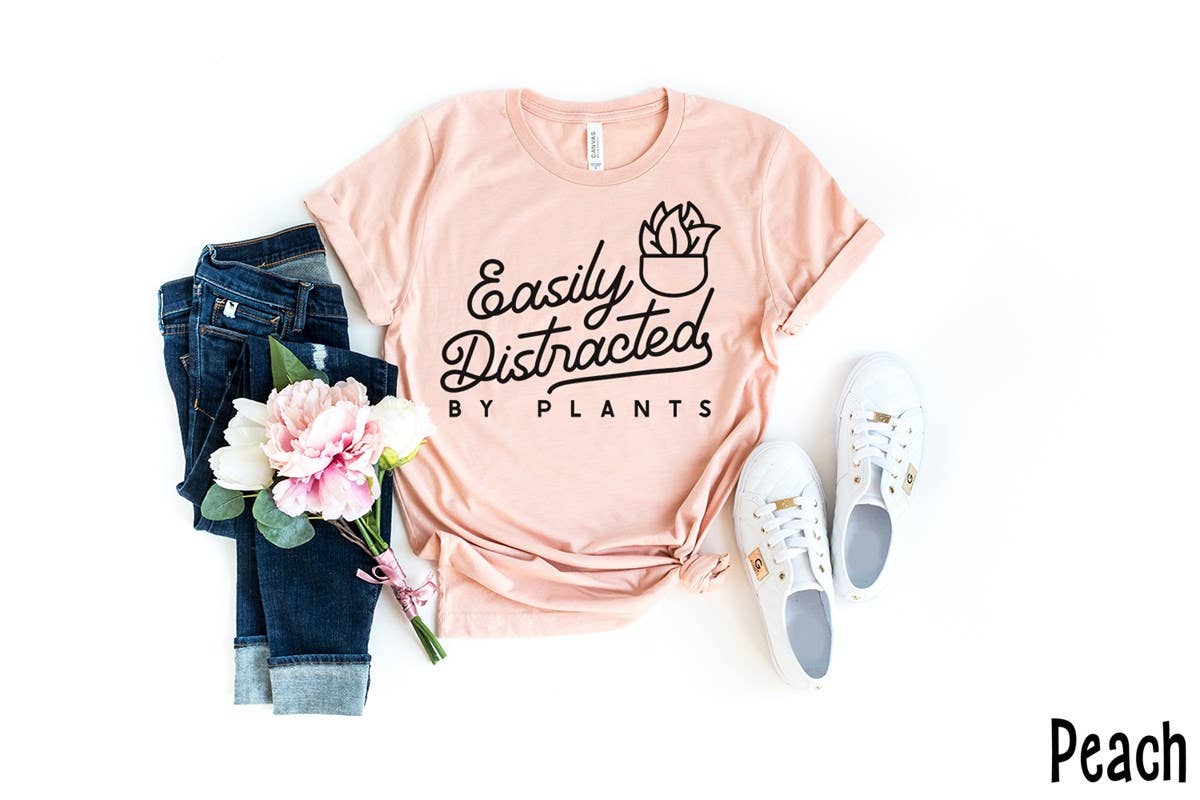 Easily Distracted by Plants Peach Tee