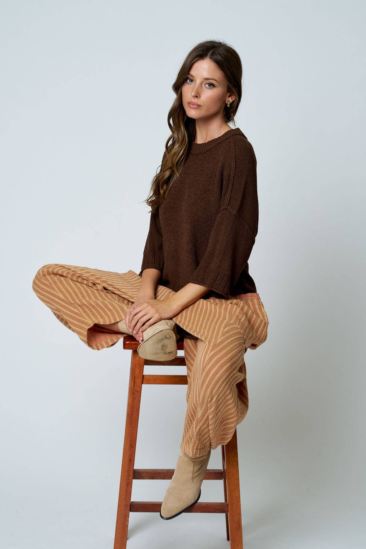 Exposed Seam Dolman Sleeve Knit Top