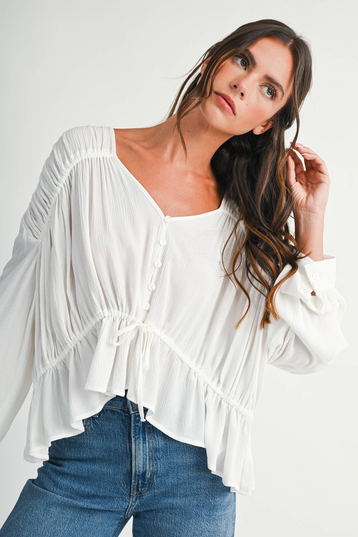 Textured Peplum Blouse