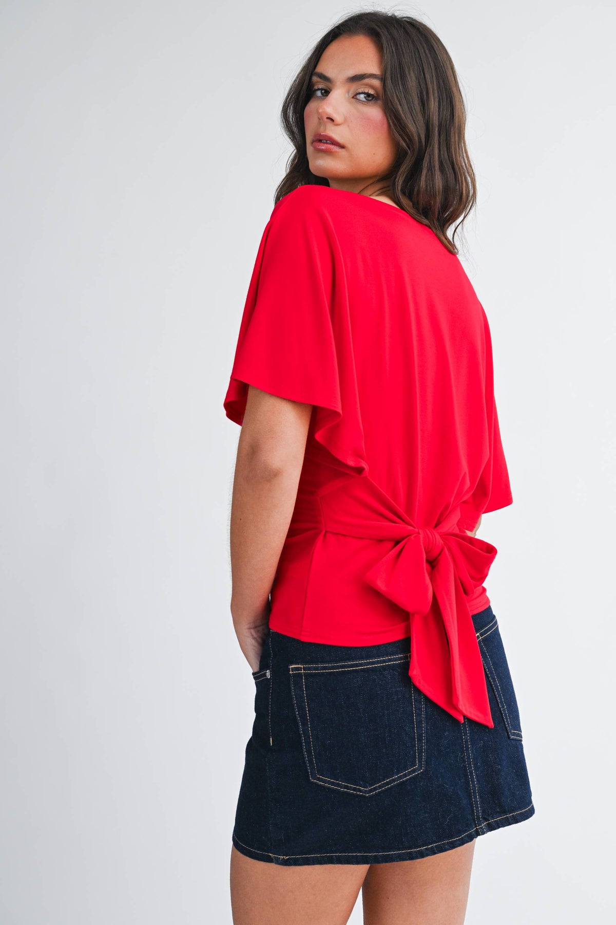 Back Tie Waist Detail Top