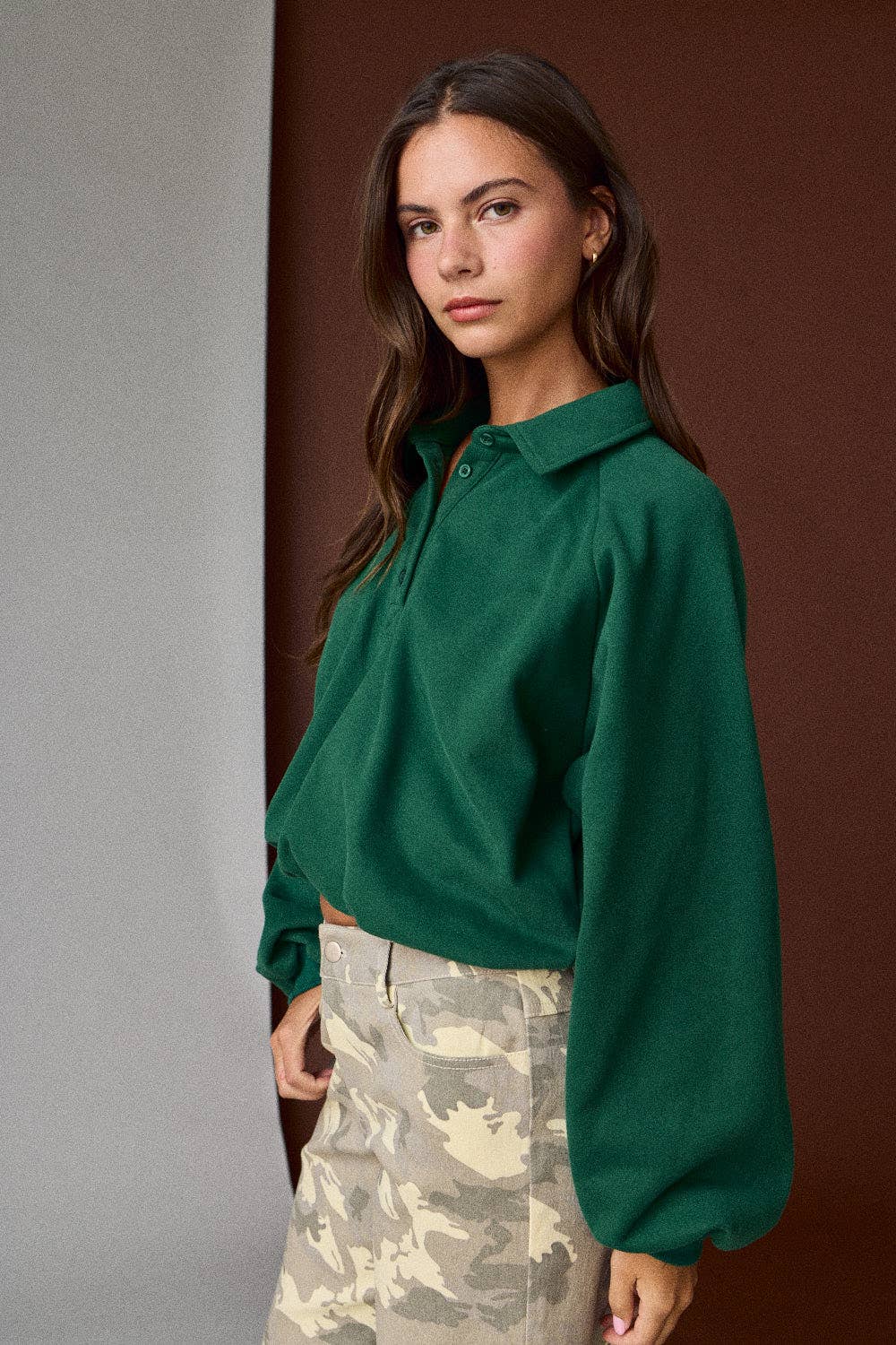 Oversized Long-Sleeve Polo