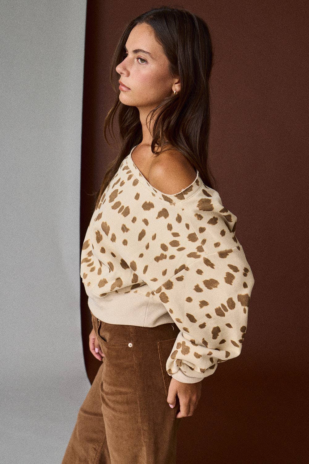 Animal Print Boat Neck Top