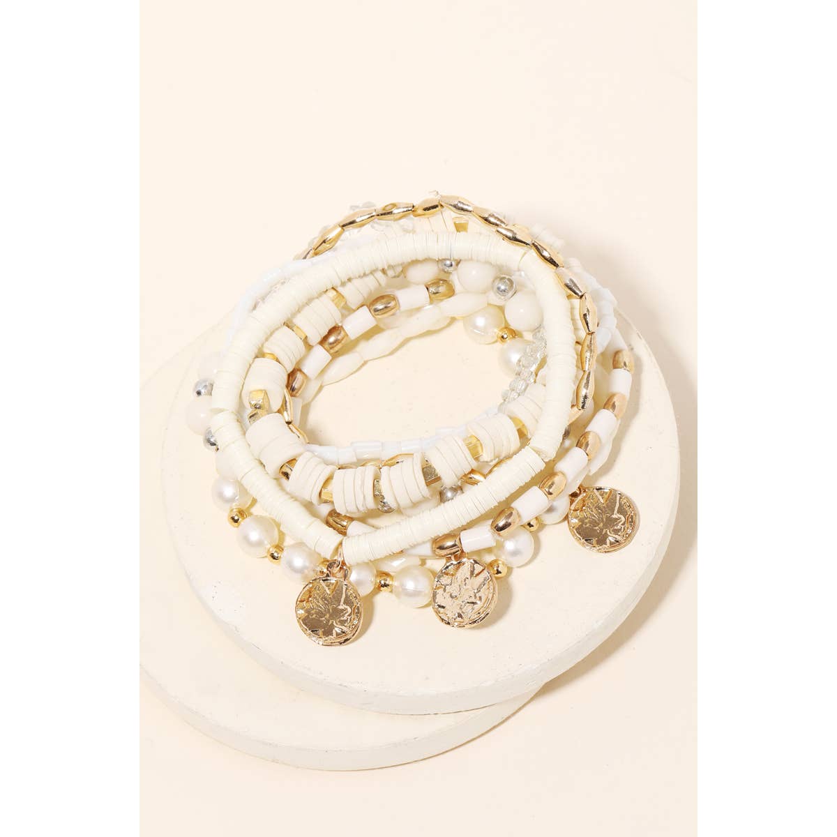 Assorted Disc Bead Stackable Bracelet Set