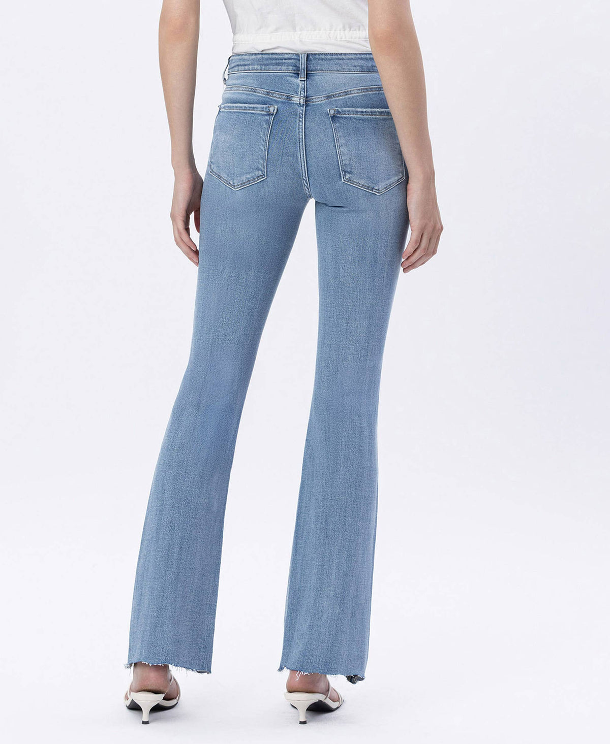 Mid Rise Distressed Bootcut Jeans