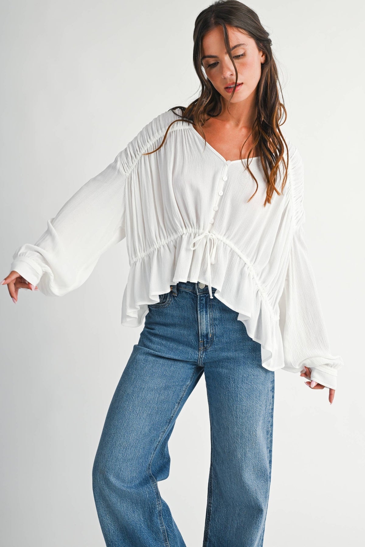Textured Peplum Blouse