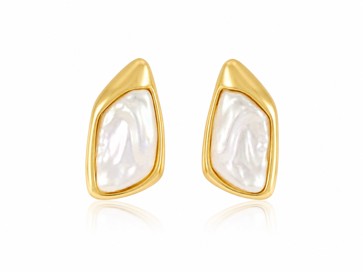 Elba Pearl Earrings | Gold