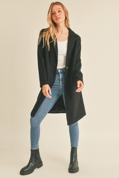 Faux Wool Long Coat