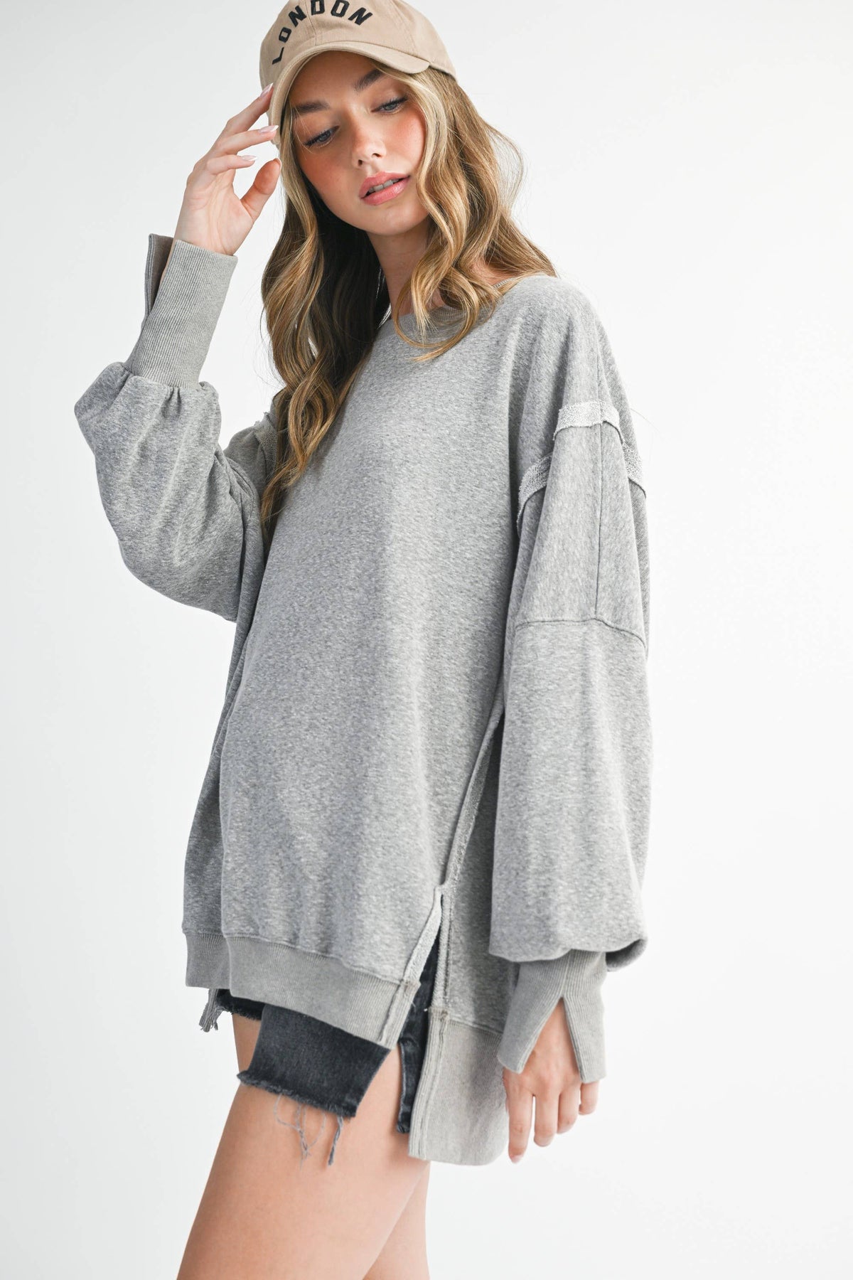 Oversized High-Low Pullover Sweatshirt