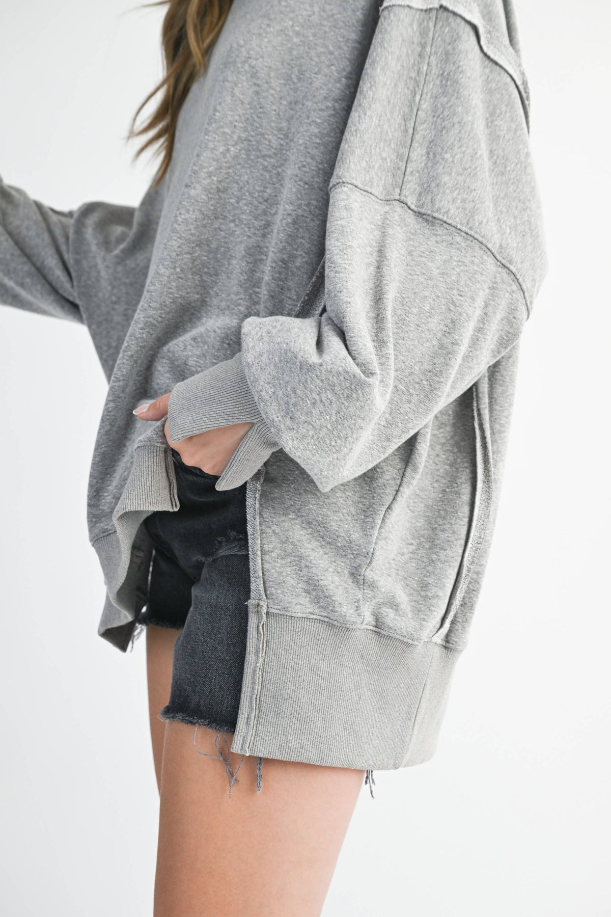 Oversized High-Low Pullover Sweatshirt