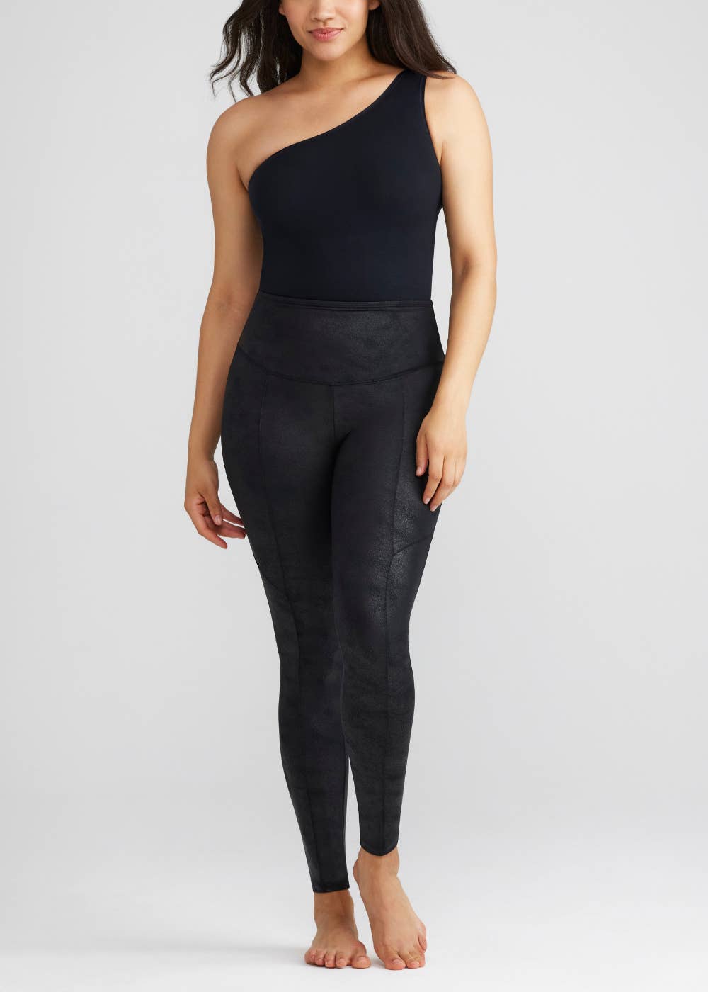 Stretch and Shine Faux Leather Shaping Legging