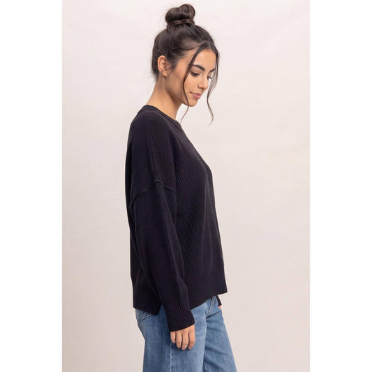 Relaxed Ribbed Reverse Seam Sweater