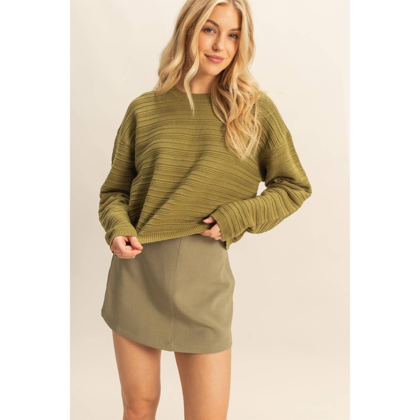 Essential Textured Crew Neck Sweater