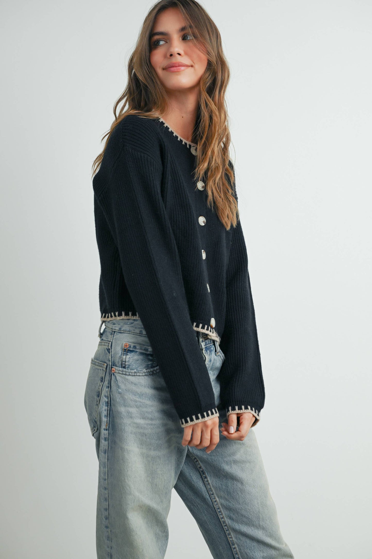 Women's Crewneck Cardigan Sweater
