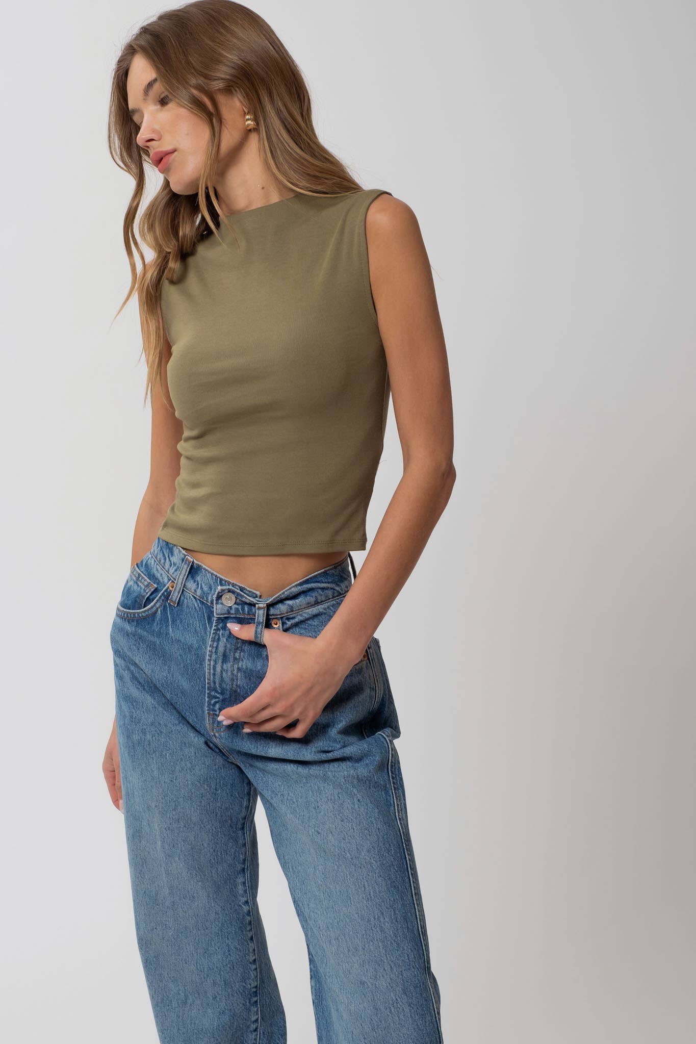 Mock Neck Sleeveless Top