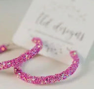 Pink Glitter Hoops