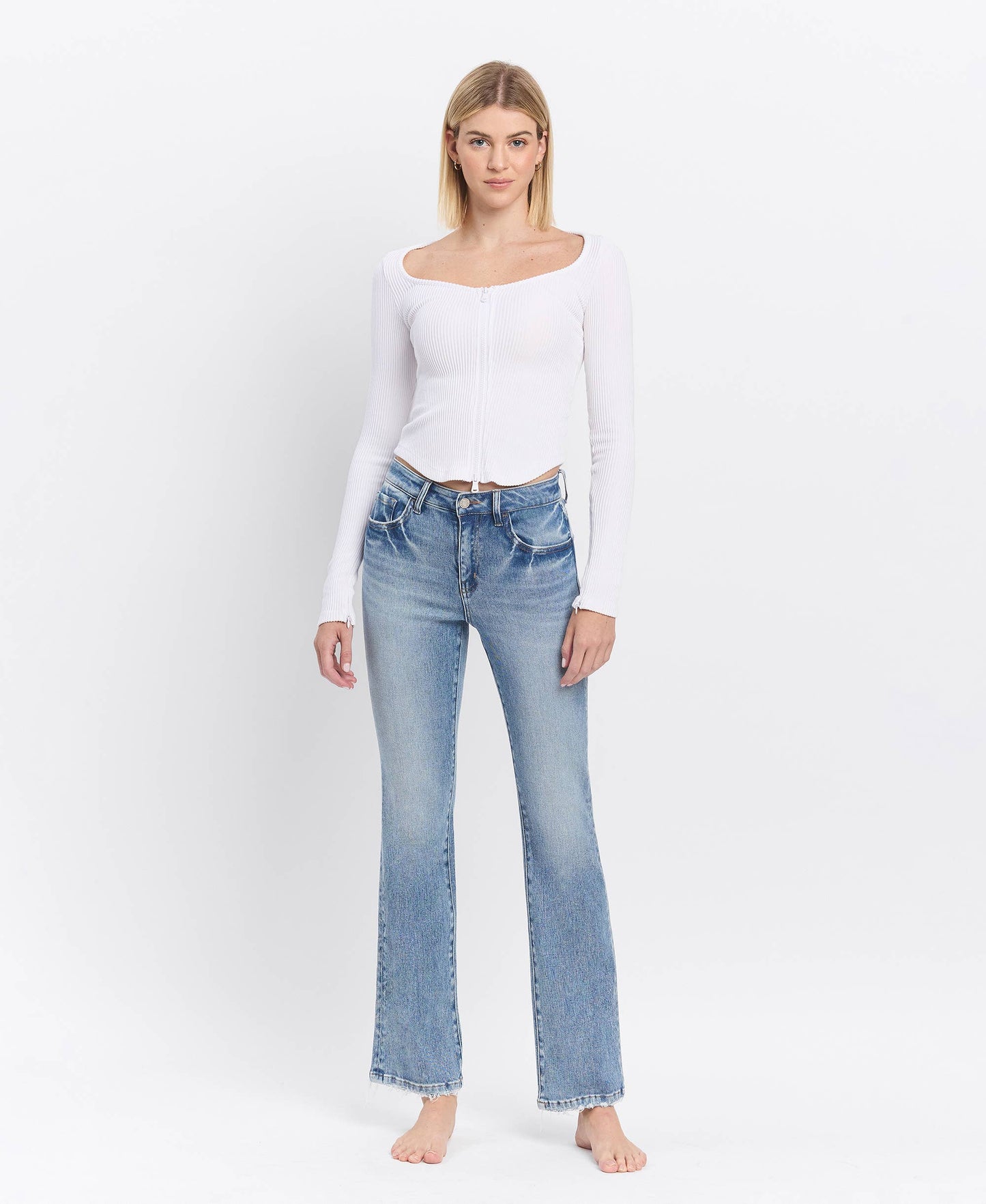 High Rise Full Length Bootcut Jeans