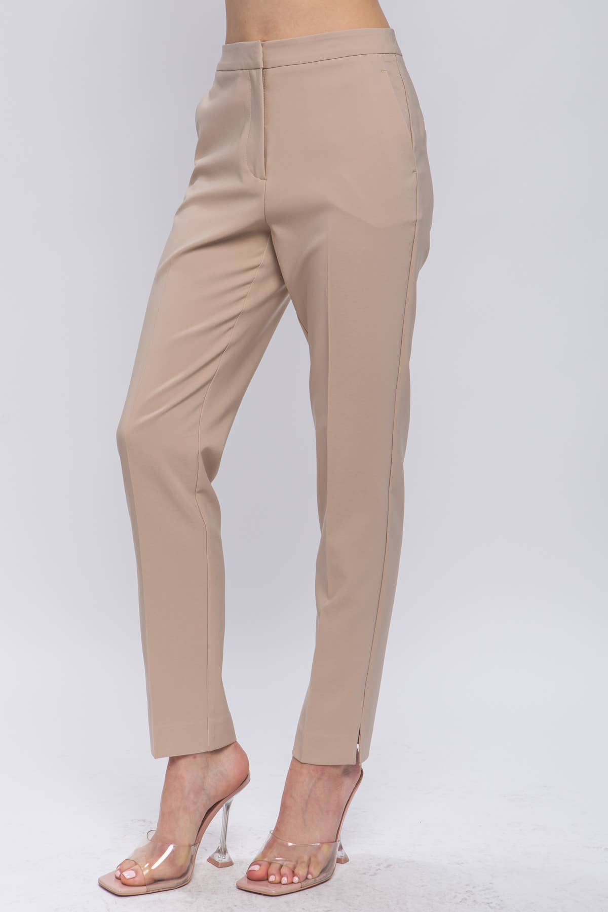 Woven Solid Formal Ankle Pants