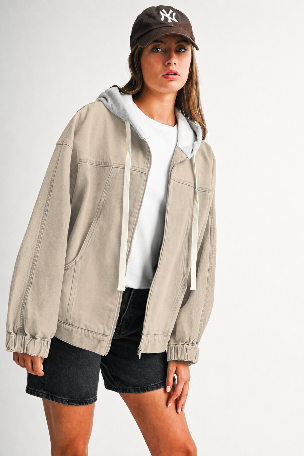 Mineral Wash Oversized Zip-Up Hoodie