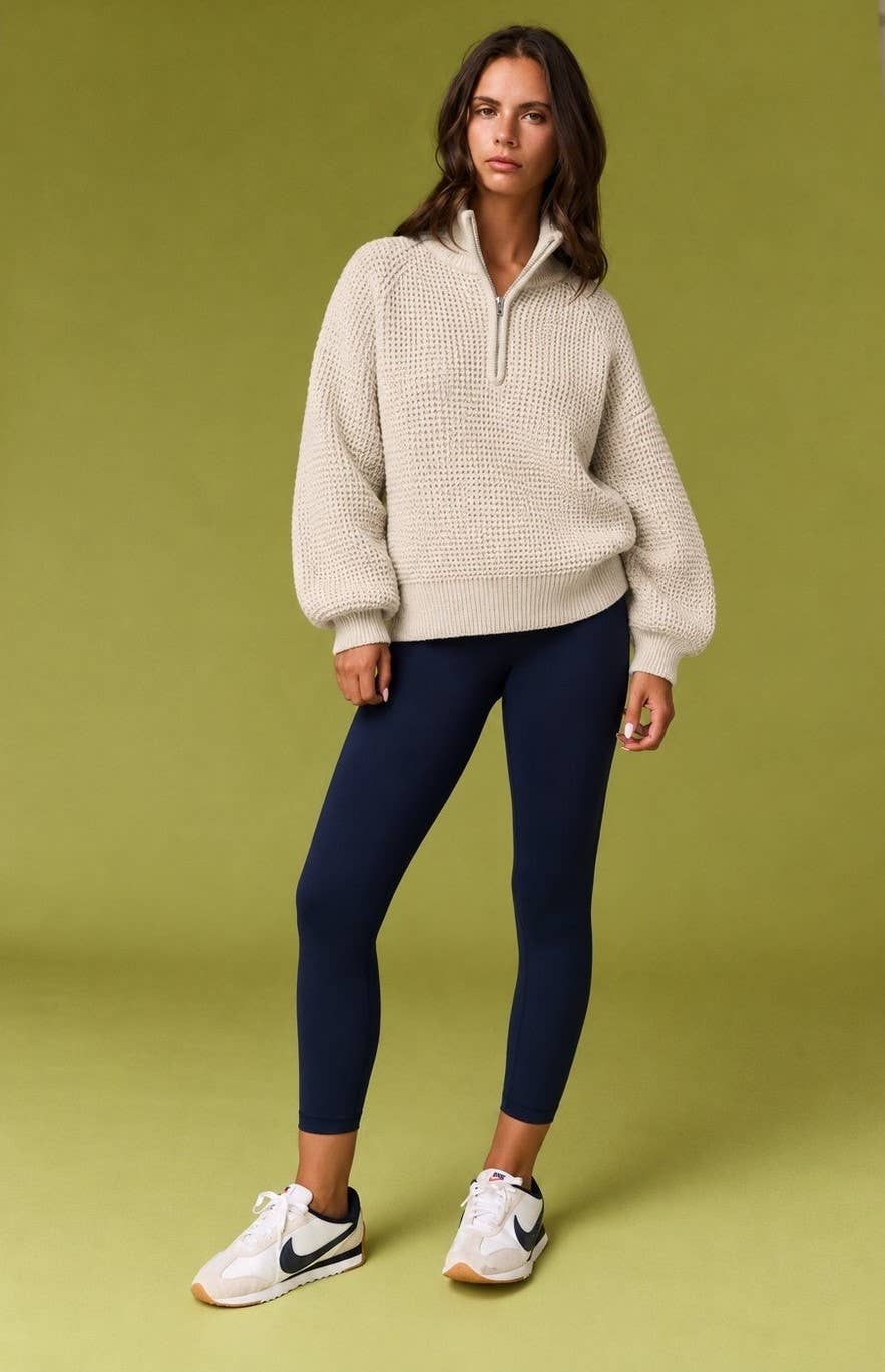 Bennett Waffle Knit Quarter Zip Sweater