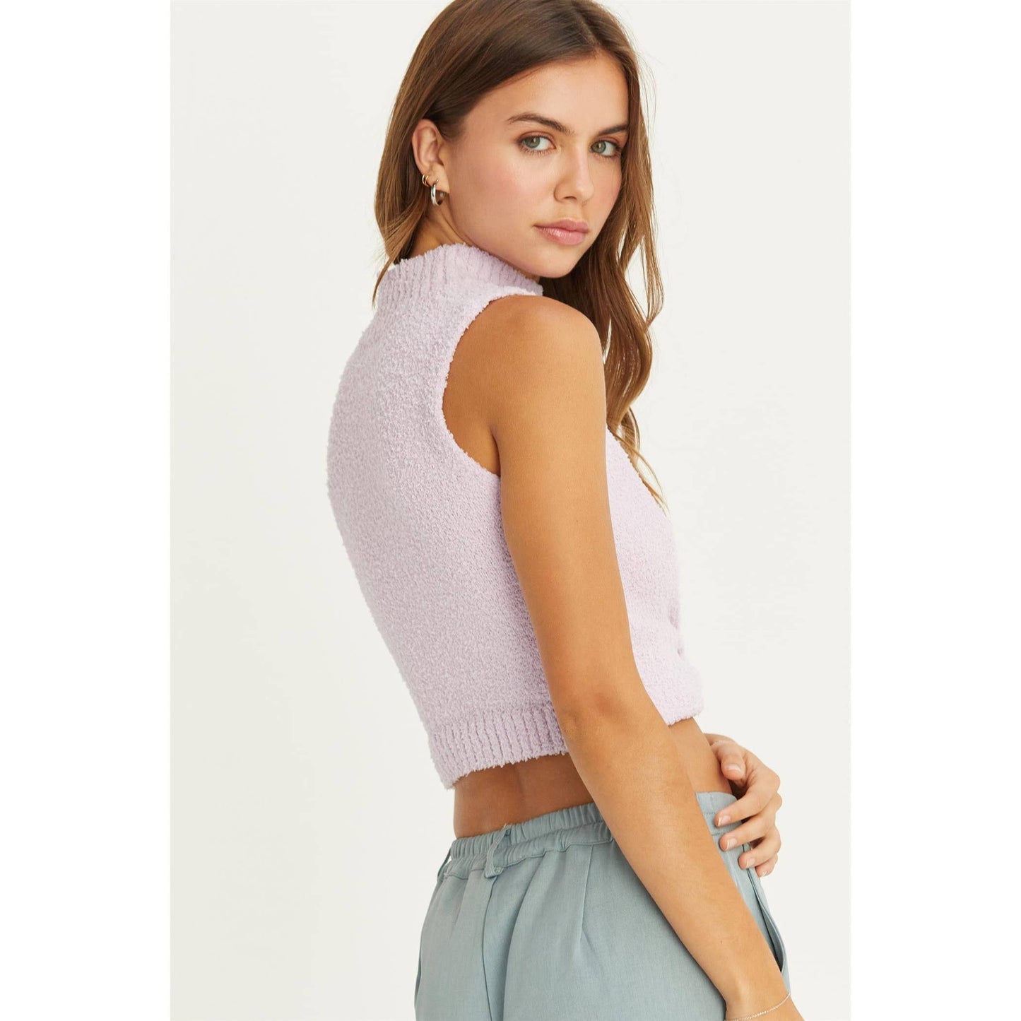 Sleeveless Fuzzy Knit Top