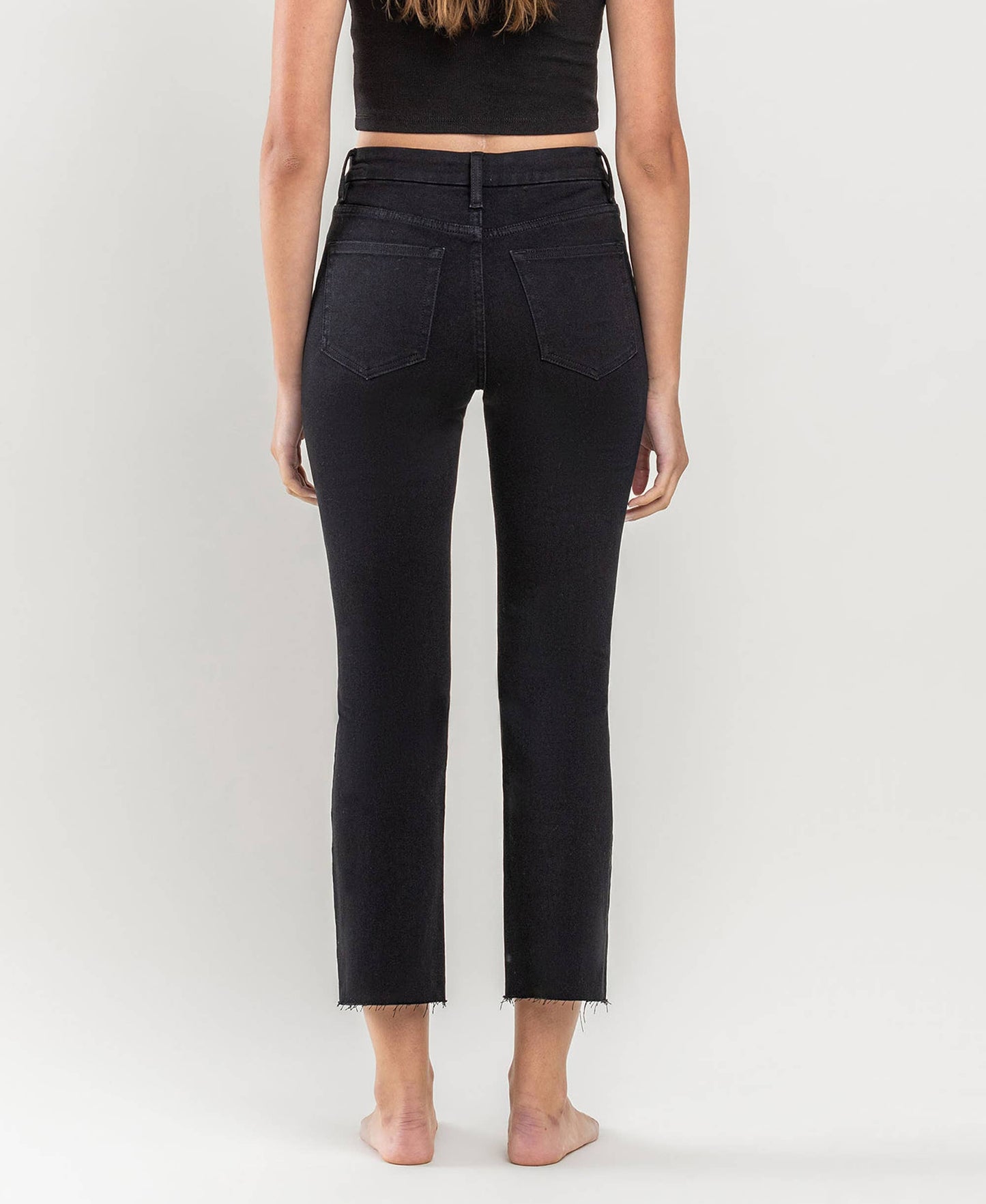 High Rise Crop Slim Straight Jeans