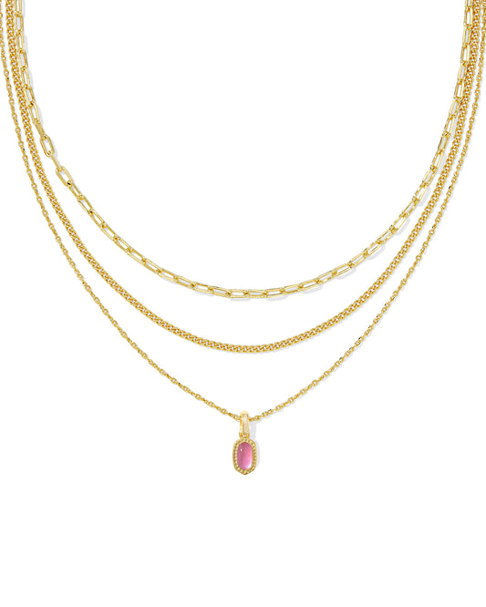 Mini Elisa Triple Strand Necklace in Gold Azalea Illusion