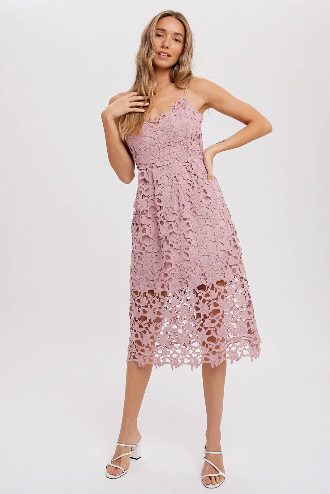 CROCHET LACE MIDI DRESS