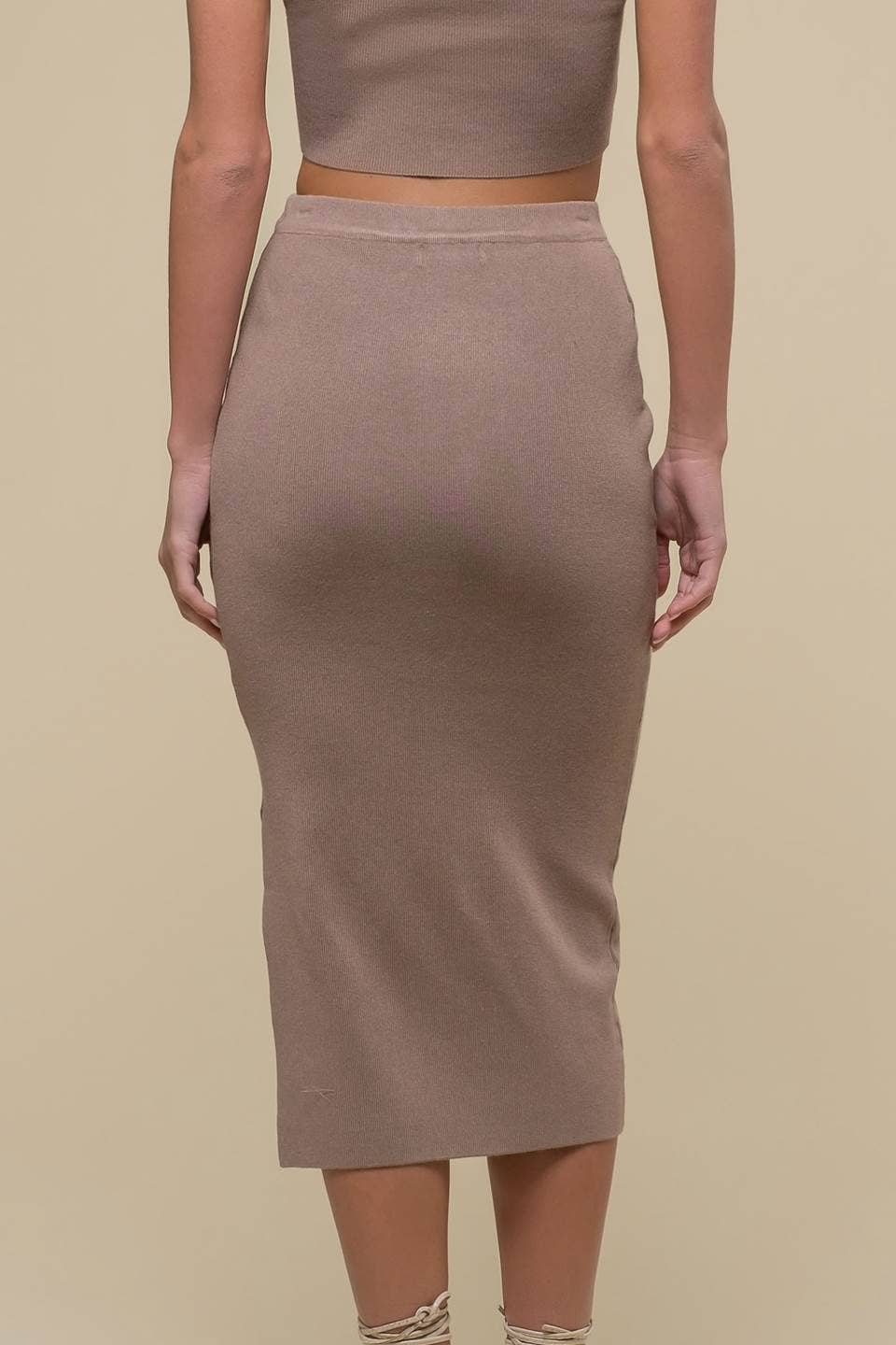 High Waist Side Slit Midi Skirt