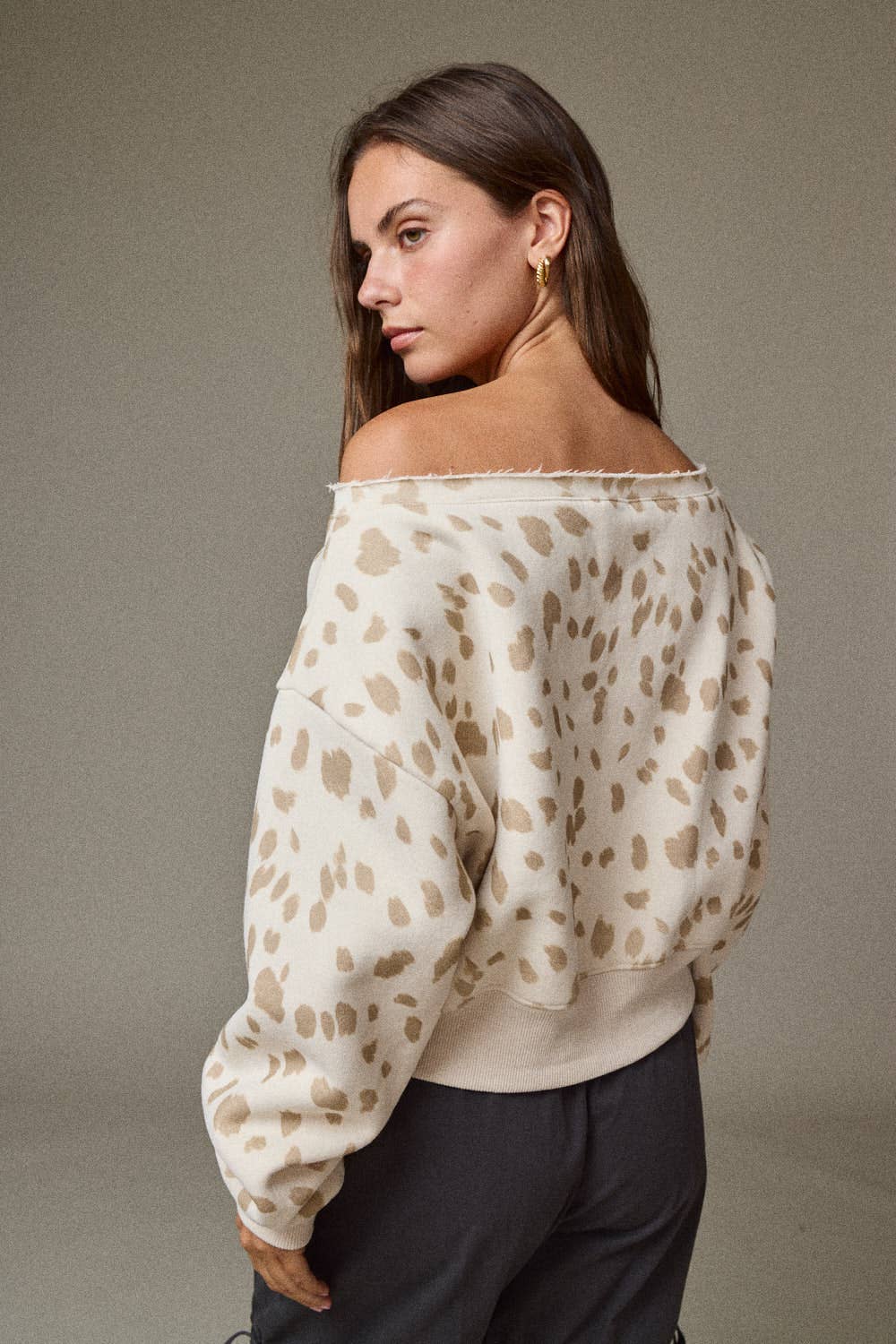 Animal Print Boat Neck Top
