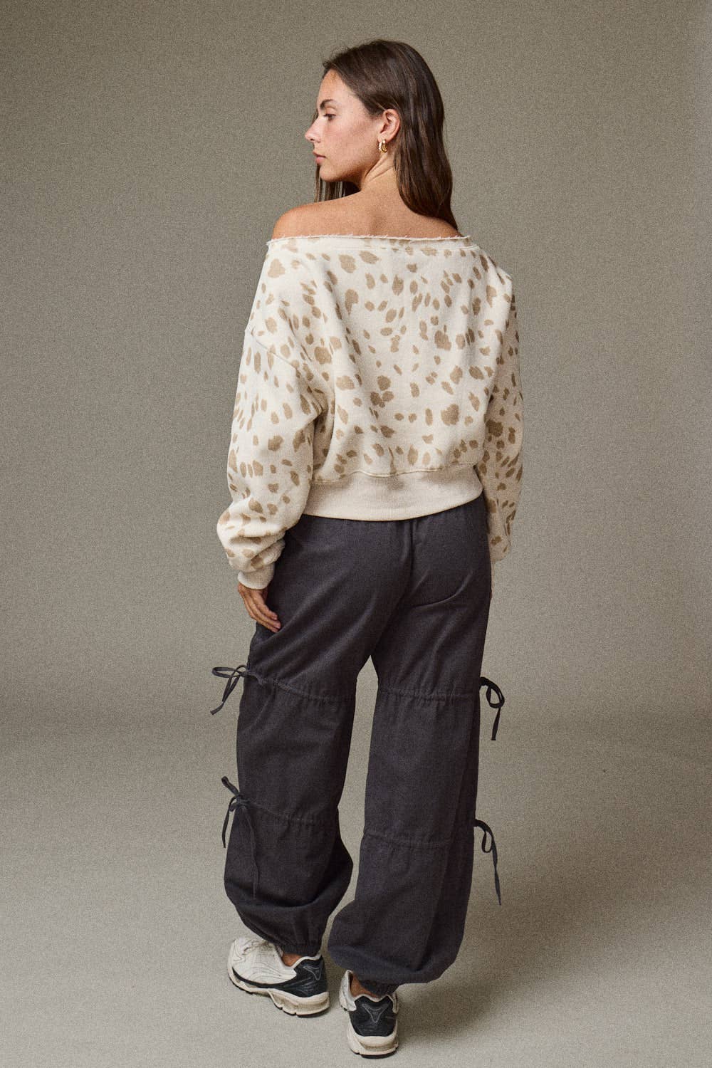 Animal Print Boat Neck Top