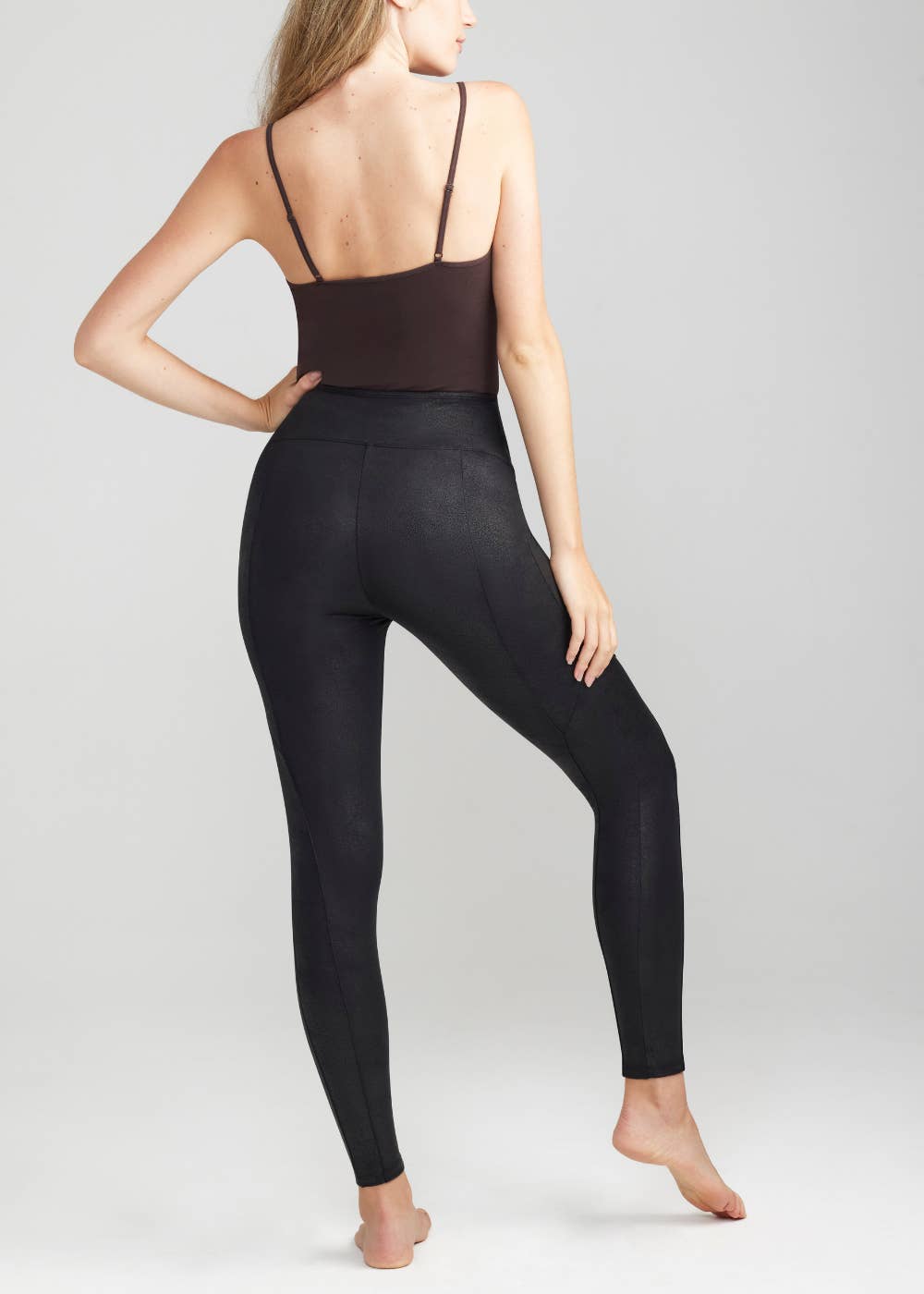 Stretch and Shine Faux Leather Shaping Legging