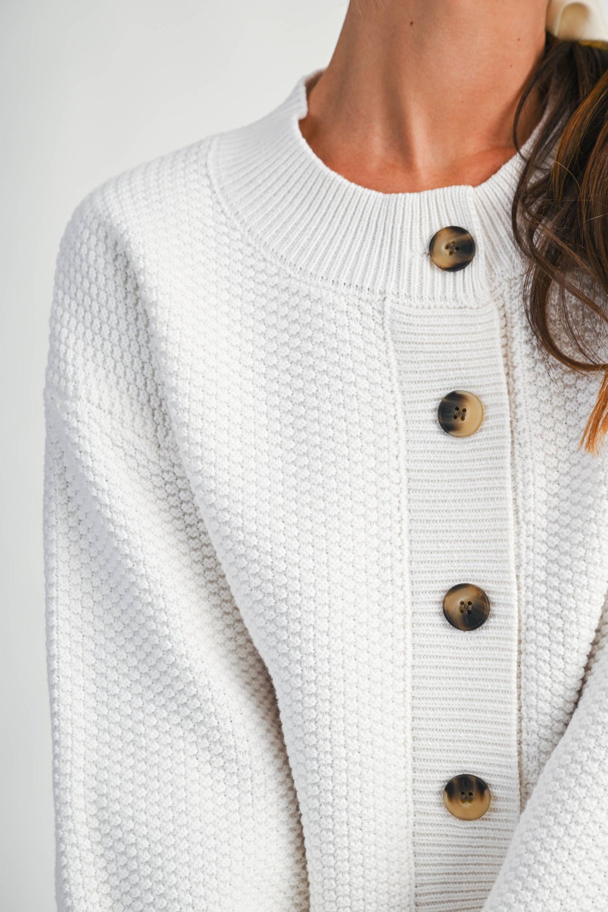 Textured Knit Statement Button Cardigan