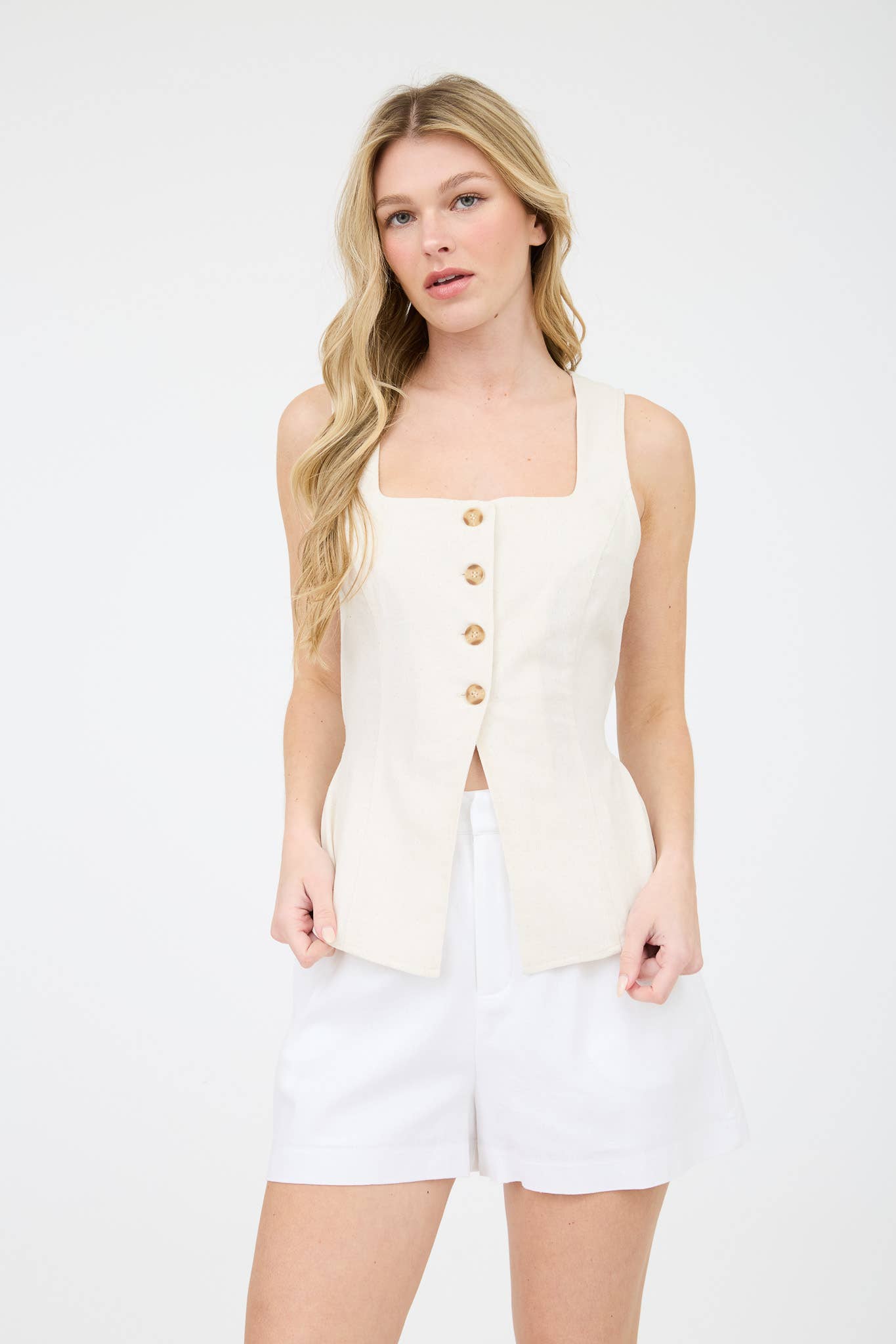 The Soleil Tie-Back Linen Top