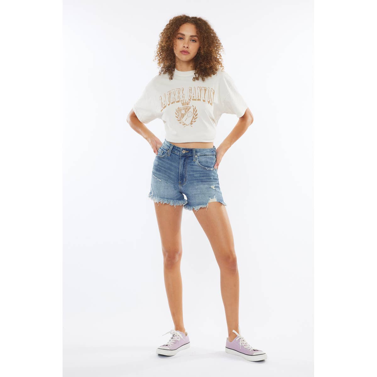 KanCan High Rise Distressed Shorts