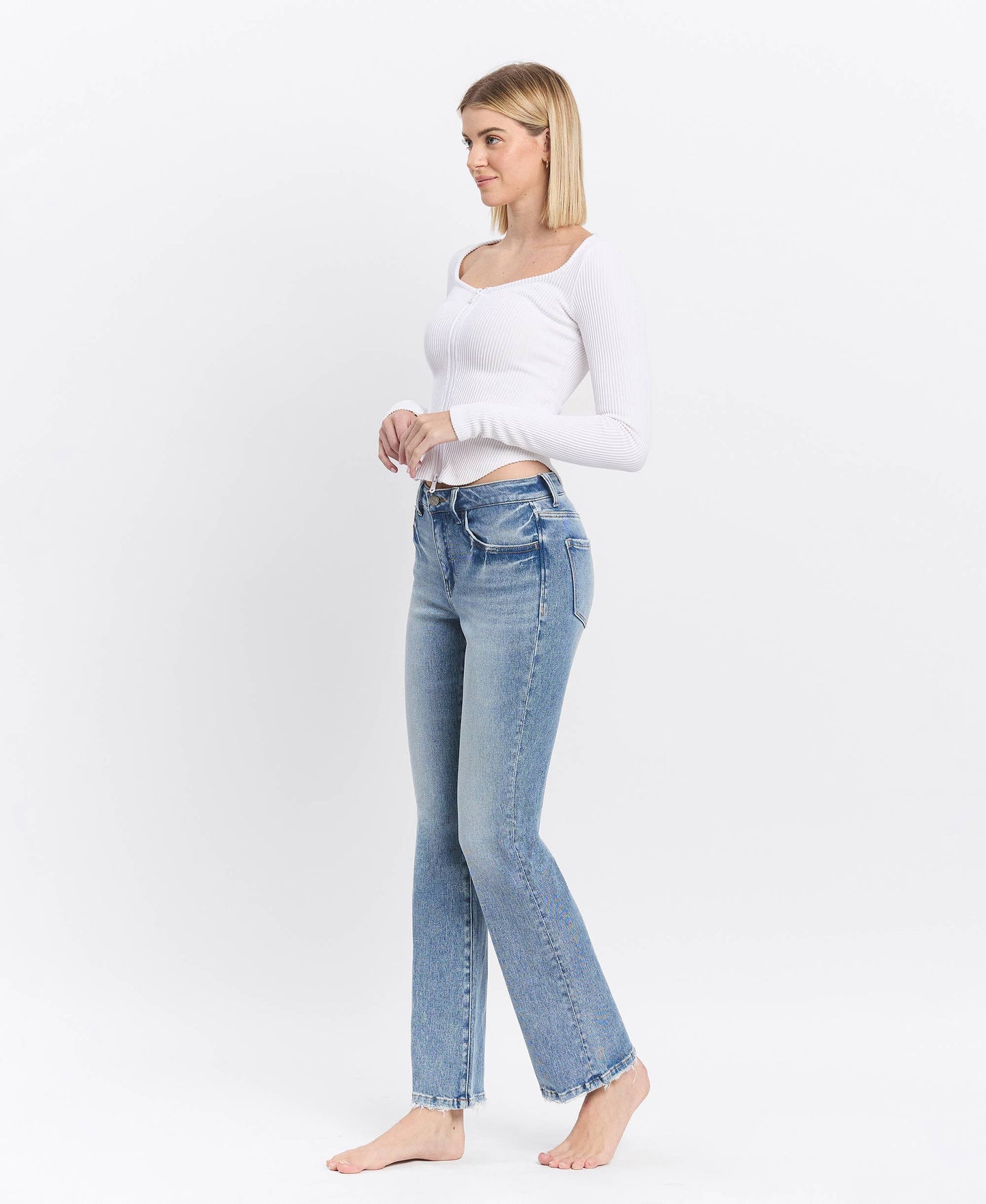 High Rise Full Length Bootcut Jeans