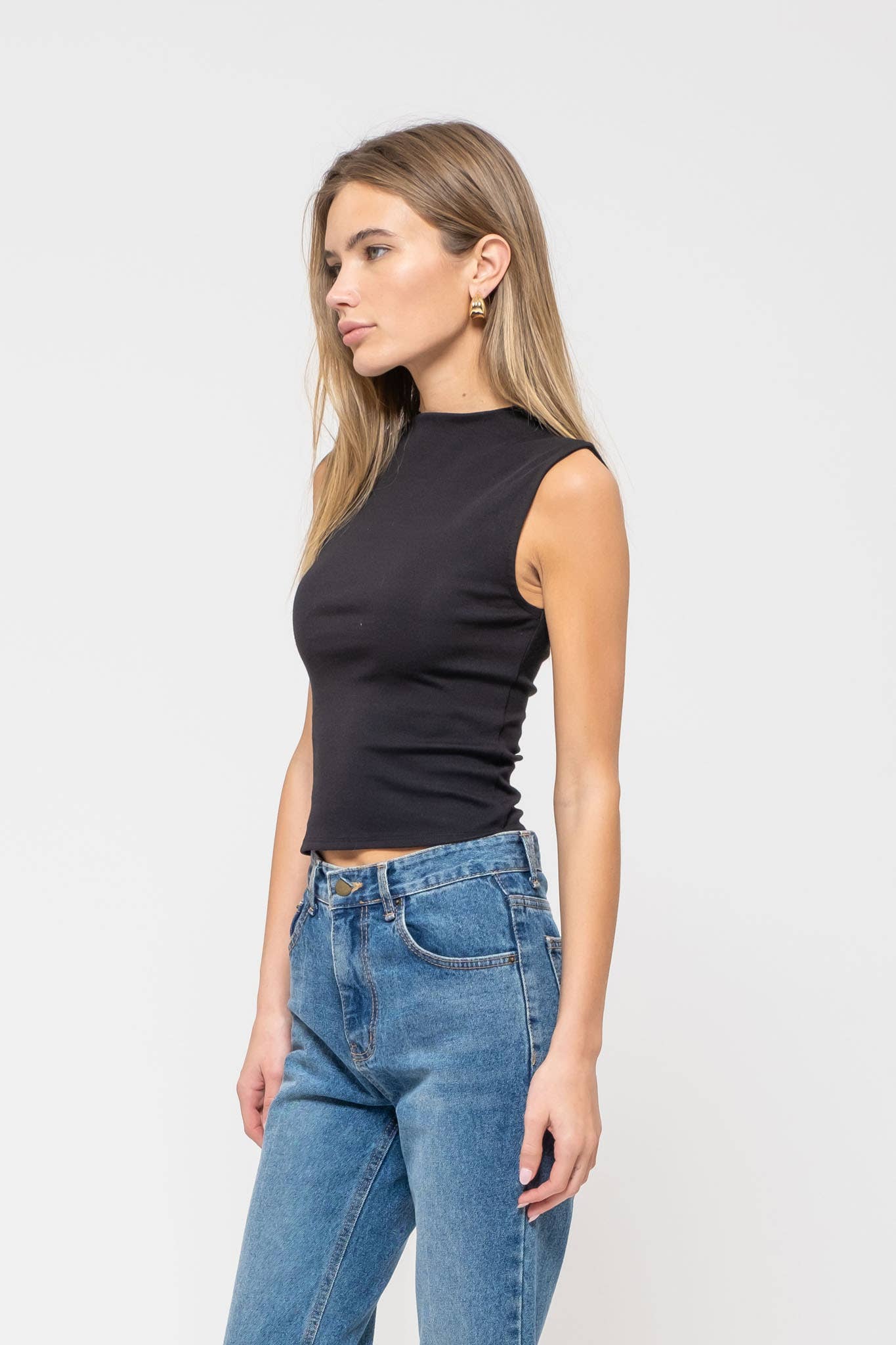 Mock Neck Sleeveless Top