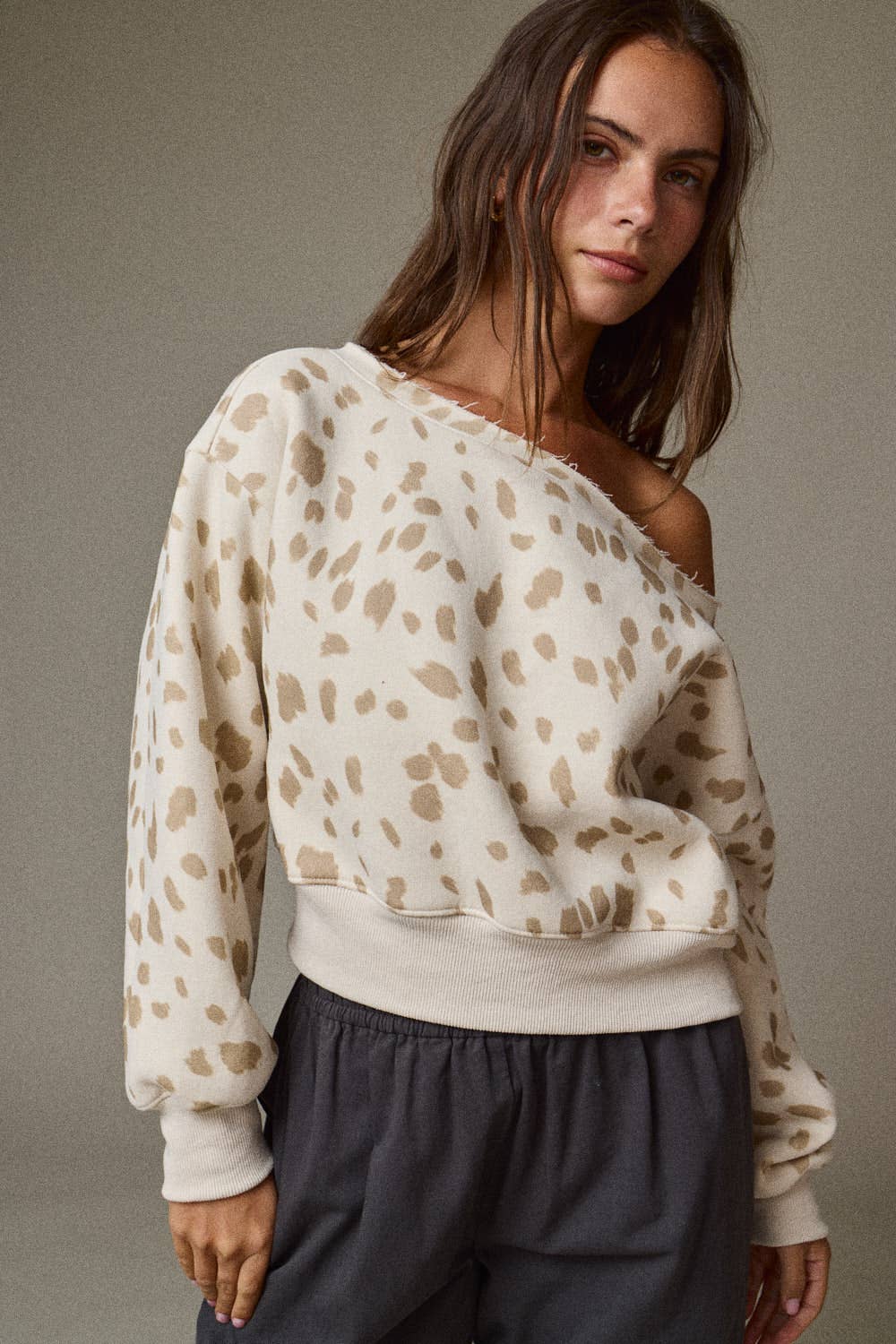 Animal Print Boat Neck Top