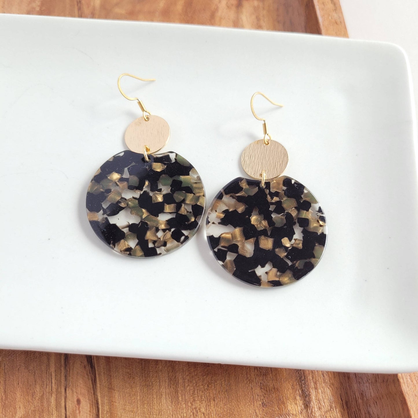 Zoey Earrings - Black & Bronze