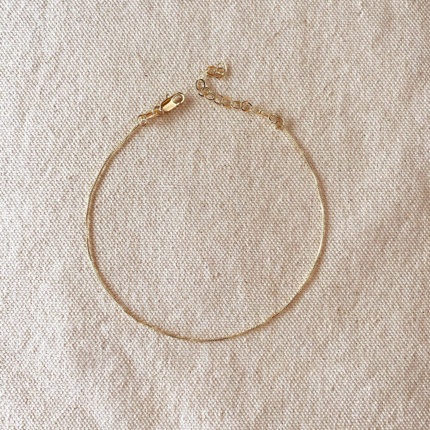 18k Gold Filled 0.5mm Box Chain Anklet