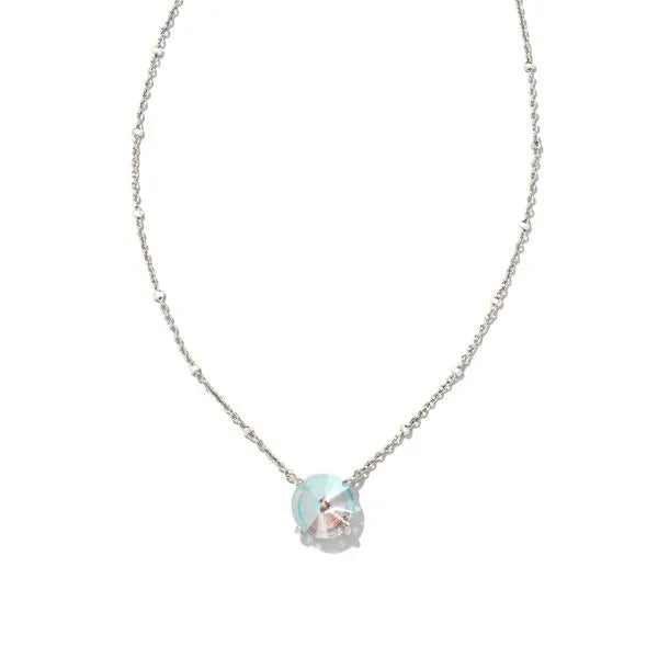 Kendra Scott Jolie Rhodium Short Pendant Necklace in Dichroic Glass