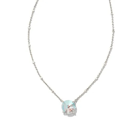 Kendra Scott Jolie Rhodium Short Pendant Necklace in Dichroic Glass