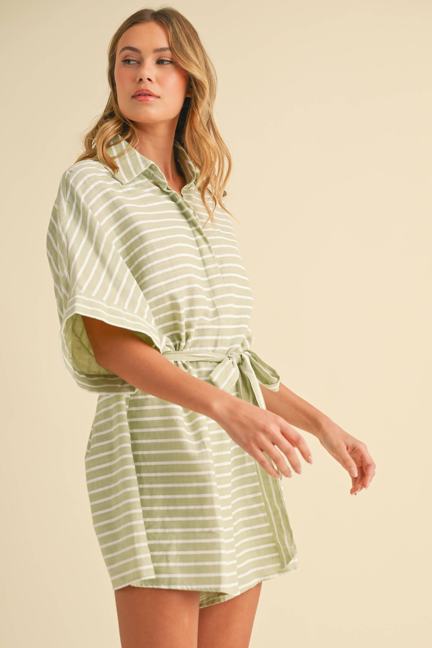 The Coastal Stripes Belted Romper