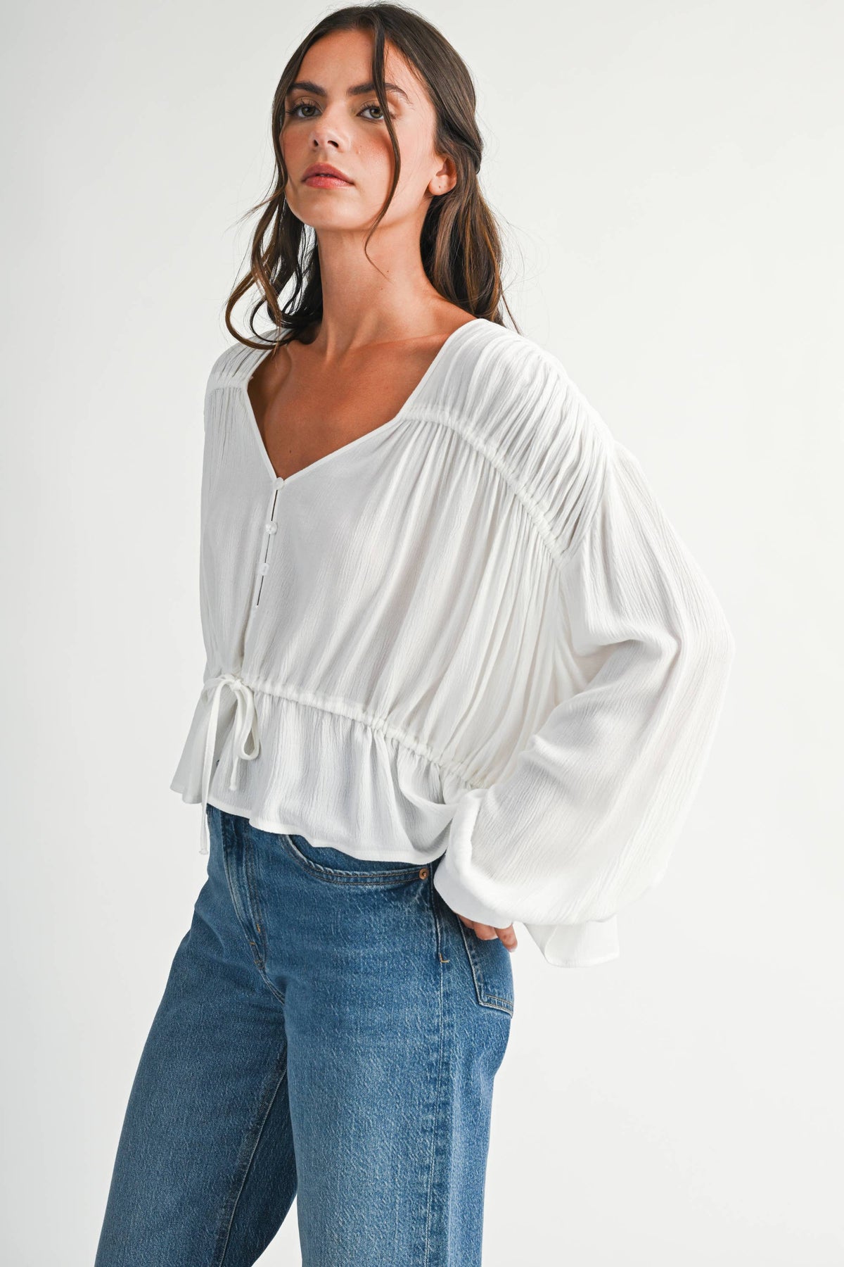 Textured Peplum Blouse
