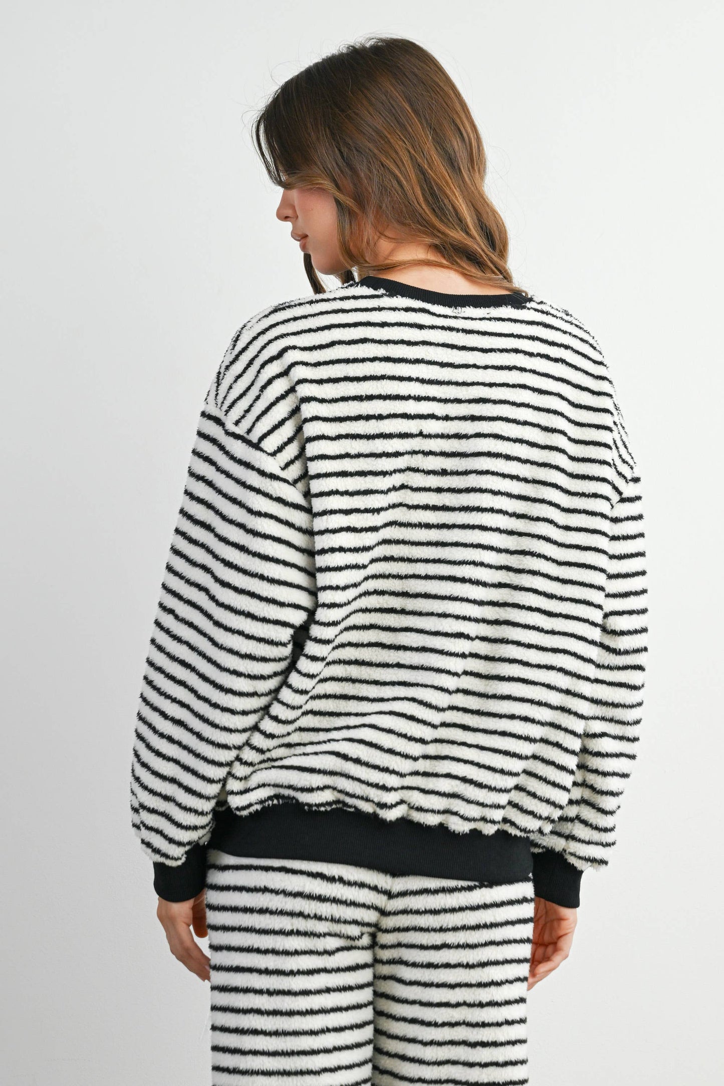 Striped Oversized Crewneck Long Sleeve Sweater and Pant Set