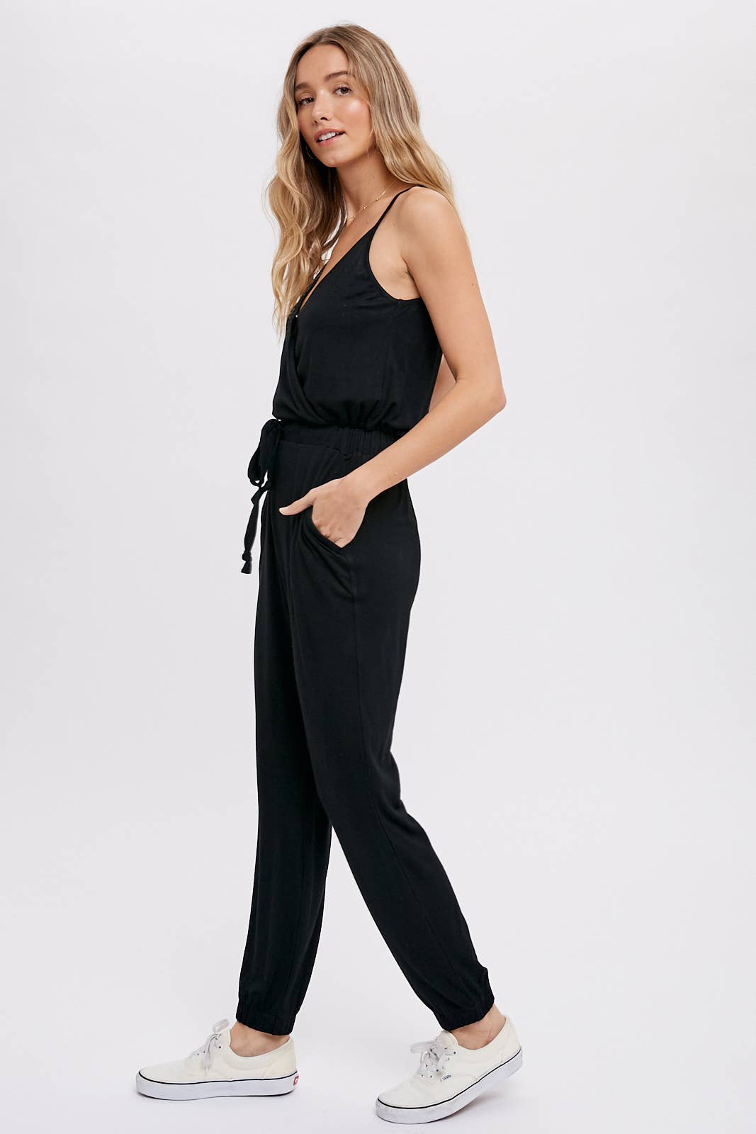 Surplice Casual Jersey Jumpsuit