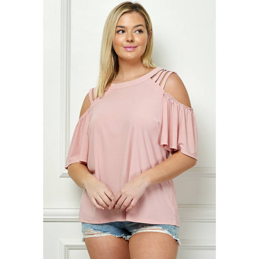 Plus Size Cage Cold Shoulder Top